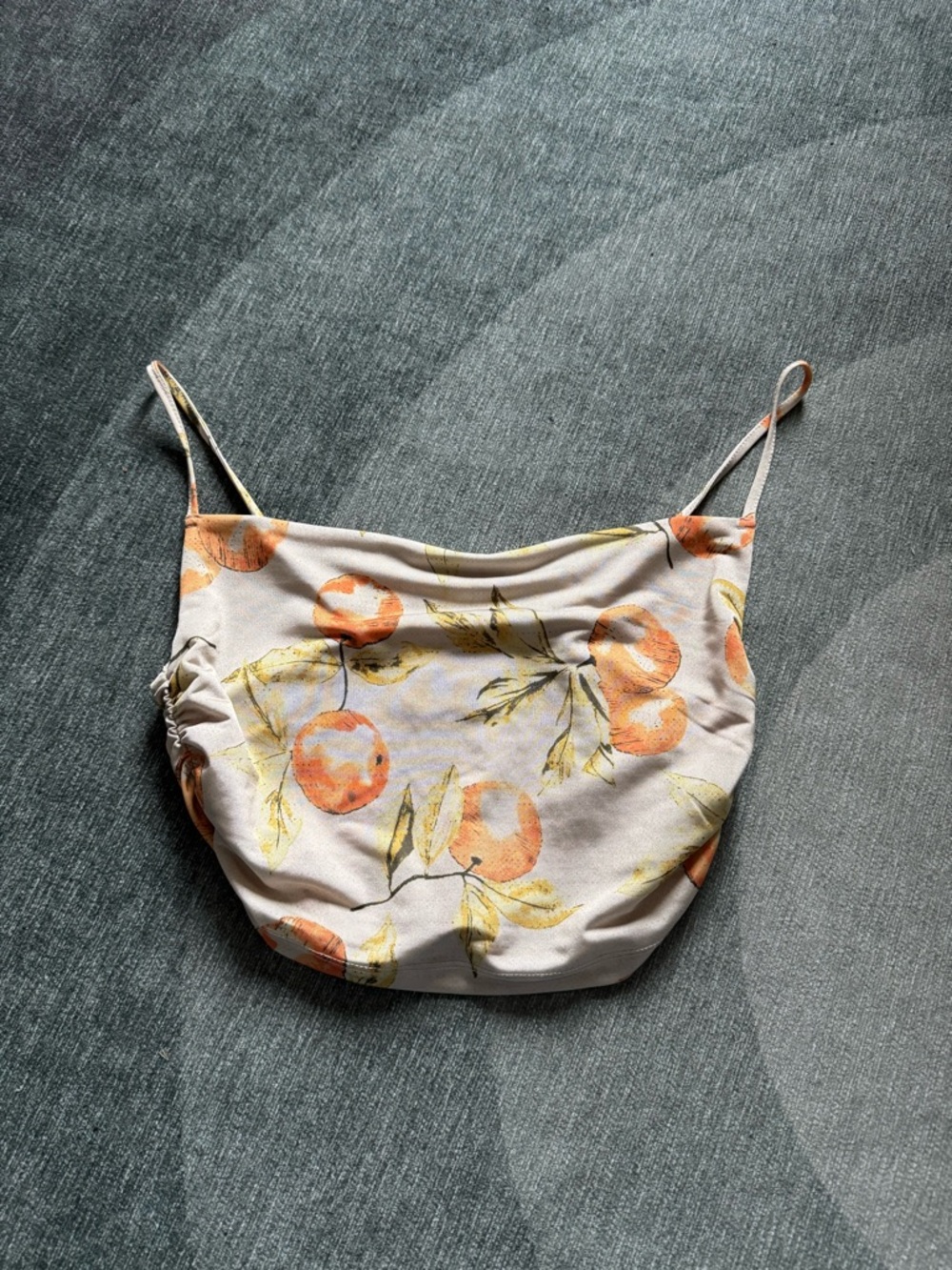 Urban Outfitters Cream Crop Top with Orange Fruit Print